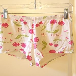 Charlotte Russe White Pink Cherry Pajama Shorts M